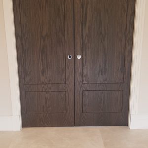 Pair of Oak pocket doors dark Oak stained & lacquered