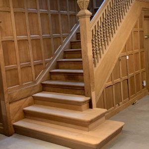 1920s Oak staircase stripped bleached & soft waxed finish