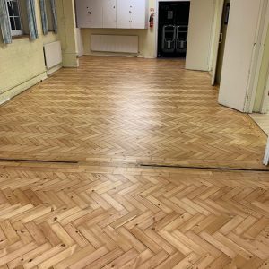 Pine herringbone Community Hall - After