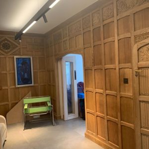 1920s Oak panelled entrance hall stripped bleached lighter & soft waxed finish