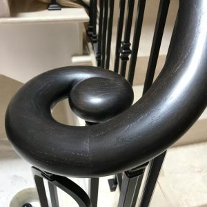 Oak handrail off black metallic lacquer