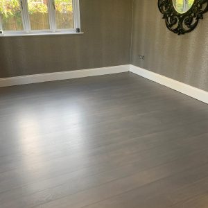 Domestic solid Oak flooring - sanded & grey lacquered